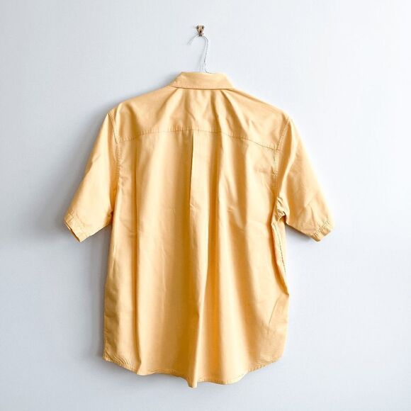 Eddie Bauer Mens Collared Shirt Button Down Short Sleeve Cotton Yellow Large - Picture 2 of 5